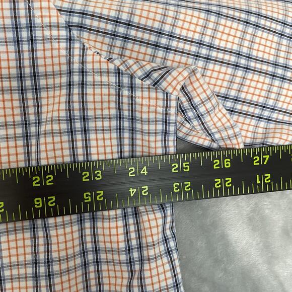 IZOD Saltwater Shirt Mens XL Button Down Relaxed Classic Beach Plaid Orange - Picture 7 of 8